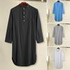 Camicia da pigiama da uomo a maniche lunghe tinta unita versatile camicia da notte da indossare ogni giorno Camicia con design a bottoni Fornitura maschile