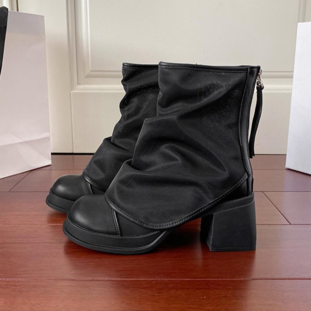 High Heeled Boots  Autumn And Summer New Thick Heel Thick Sole Cool Boots Double Design Mesh Boots Women Shoes