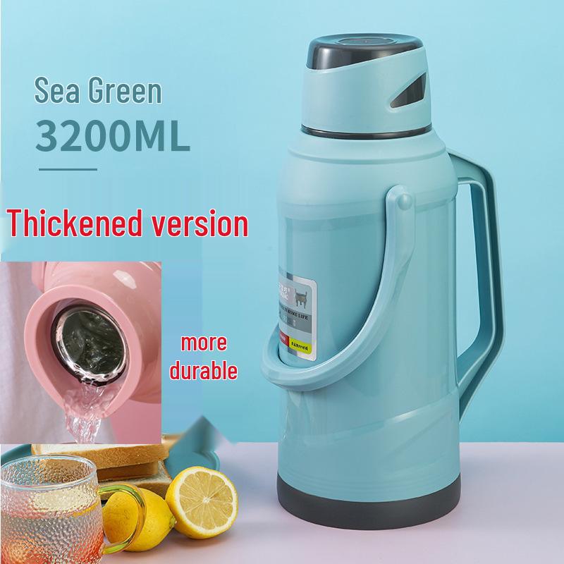 Leather-Covered Glass Liner Thermos Bottle for Dorms - Keeps Water Hot