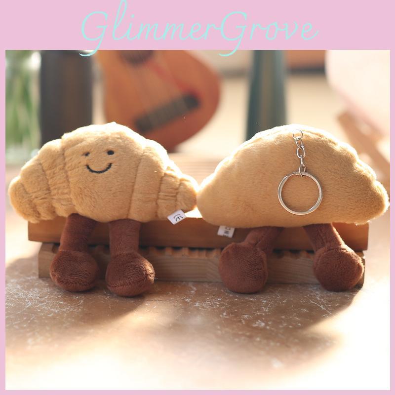 Croissant Plush Keychain Toy Pp Cotton Soft Stuffed Gift For Kids Teens Room Decor
