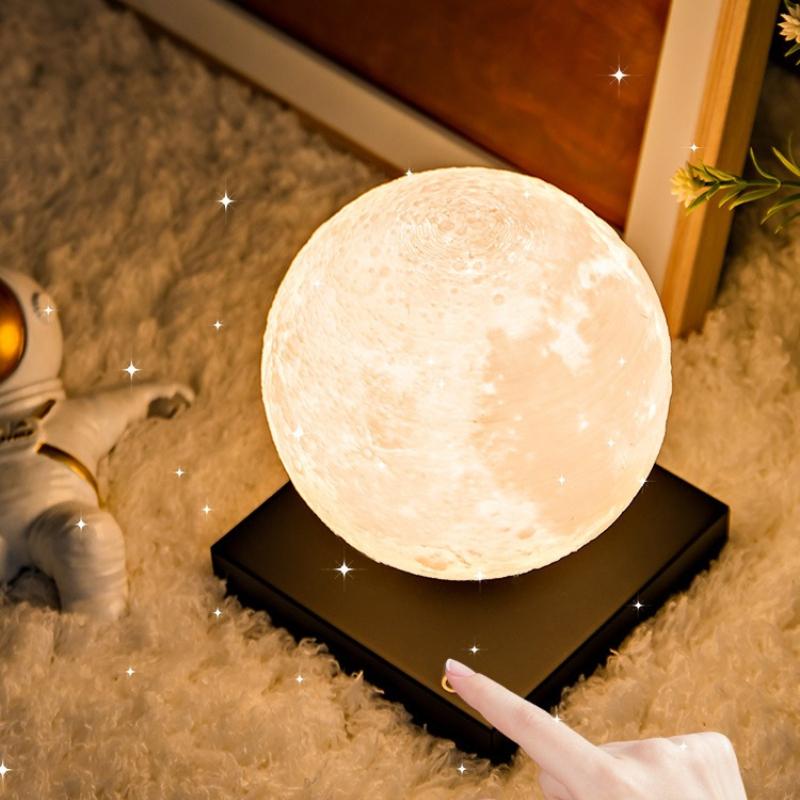 Magnetic levitation ambient table lamp, moon home creative decoration, black technology desktop ornament, gift