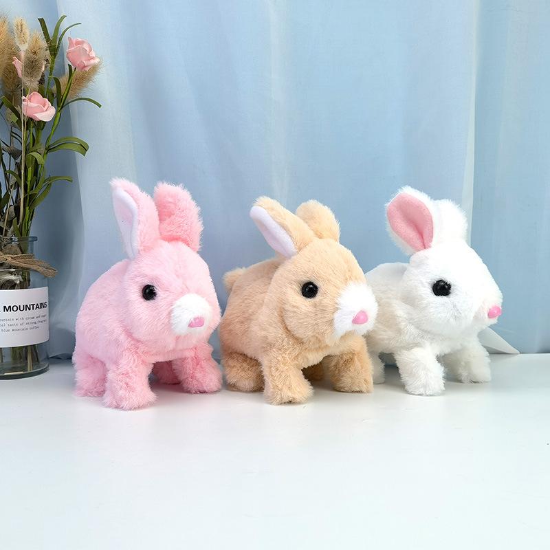 New Electronic Plush Rabbit Toy Robot Animal Pet Walking Jumping Running Shake Ears Cute Electric Bunny For Kids Birthday Gifts