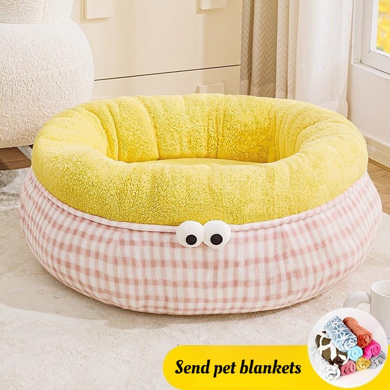 

Winter Warm Cat Nest Large Size Safe Cat Sofa Bed Thickened Pet Nest Soft Dog House Send Blankets Sleeping Rest Puppy Kennel S37CM жовтий