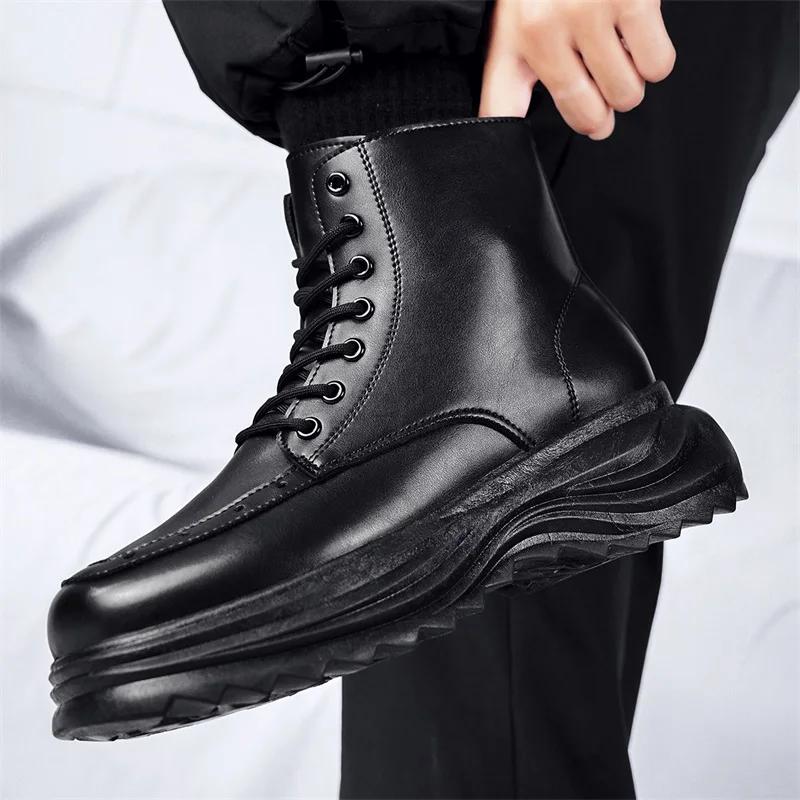 High Boots Men Booties Man Work and Safety Shoes Men's Leather Winter Shoes Taco Ankle Boots Mens Shoe Brown Boot Cowboy Snow &