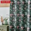 1PC Nuan Series Semi Blackout Curtain with Green Water Grass Pattern and Flowing Edge Curtain for Small Window Kitchen Bedroom Living Room Home Decor