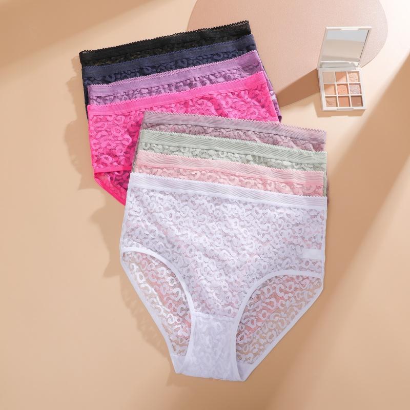 2 ks/Sada Sexy Krajkové Kalhotky s Vysokým Pasem s Potiskem Dámské Průhledné Prodyšné Spodní Prádlo Bezešvé Průsvitné Sexy Spodní Prádlo
