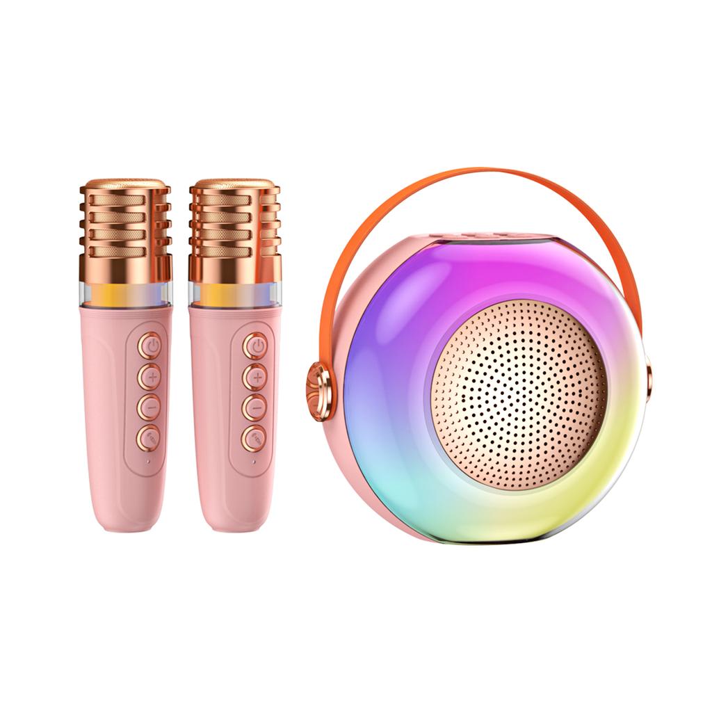 Karaoke Machine with 2 Wireless Microphones BT Microphone and Speaker KTV Set with RGB Light