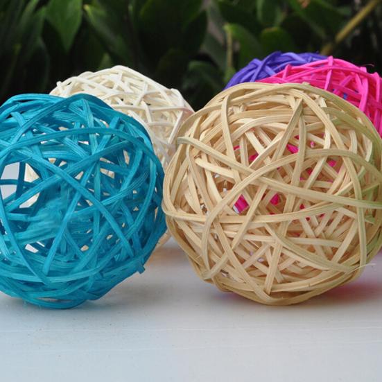 10Pcs Bird Parrot Bite Play Toy Parakeet Cane Weaving Vine Ball Pet Cage Decor