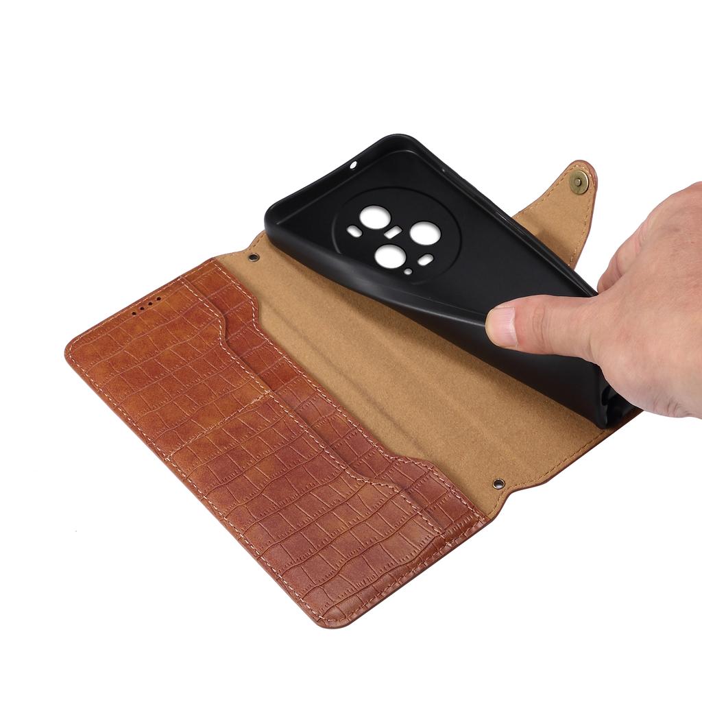 Für Honor Magic5 Pro Lederhülle Krokodiltextur Ständer Handyhülle