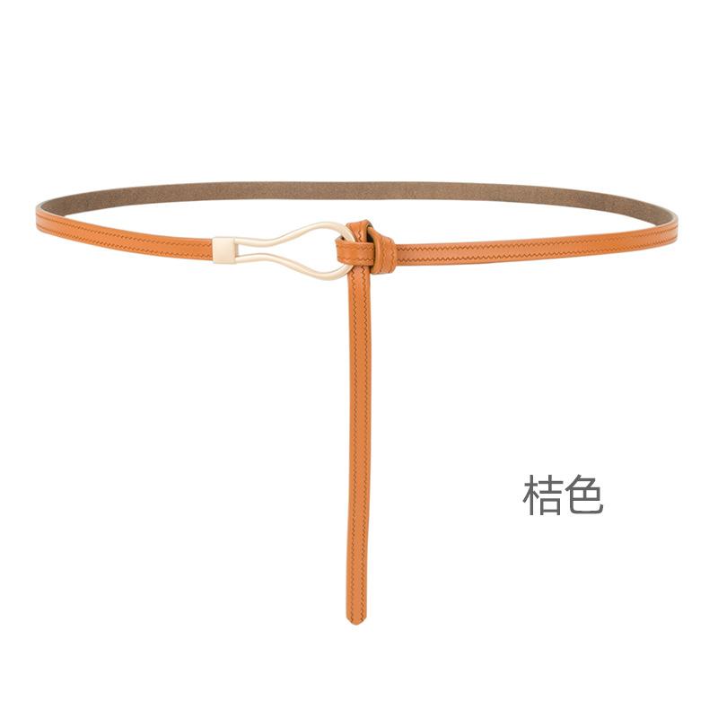 Four Seasons Available New Women'S Leather Thin Belt With No Hole Design Decorative Belt Waist Seal Dress Versatile Two Layer Leather Belt