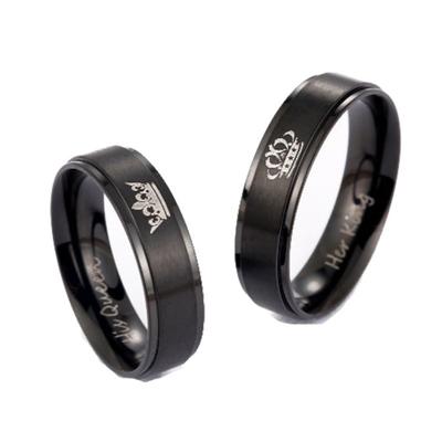 Titanium Steel His Queen Her King Crown Couple Ring Valentine's Day Jewelry Gift