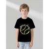 European Sizes Boys' T-shirt, Short Sleeves, Black Background with Yellow Baseball/softball Game Day Theme