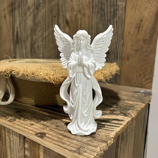 Praying Angel Figurine 3D Printed Angel Wings Statue
