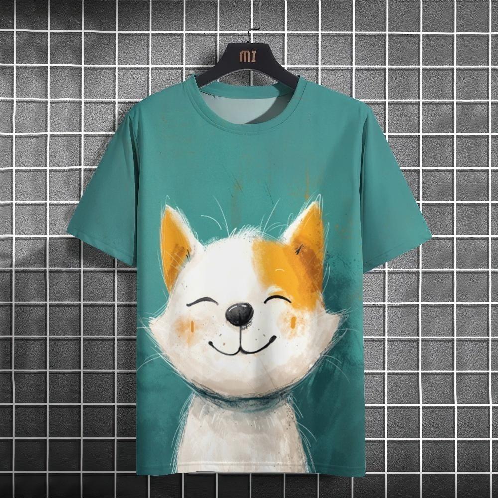 3D Digital Printed T-shirt for Men's and Women's Casual Round Neck