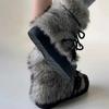 Fashion Women's Thick Snow Boots Winter New Round Head Splicing Plush Front Strap Soft Sole Anti-slip Wear-resistant Cotton Shoes