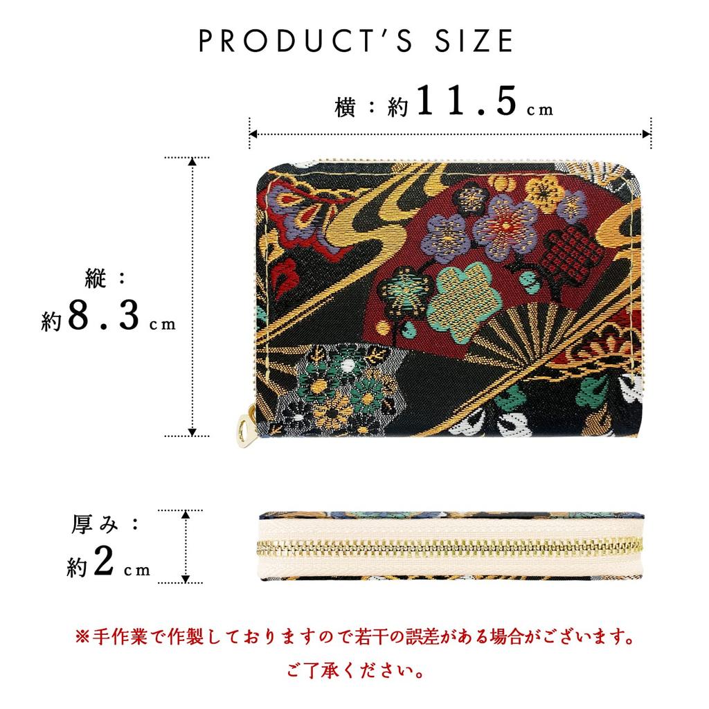 Nishijin-ori Tsukikage Mini-Geldbörse Kompakte Geldbörse Rundes Reißverschluss-Portemonnaie Kleine Geldbörse Kartenfach Mini-Geldbörse Japanischer Stil Japanisches Muster Japanisch
