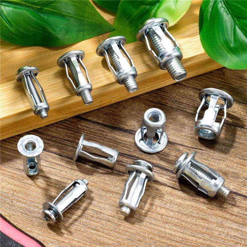 A84X-120Pcs M 4 M5 M6 M8 Petal Nuts,Expansion Screw Jack Nut,For Hollow Wall Iron Plastic Polywoodpressboard Hardboard Silver