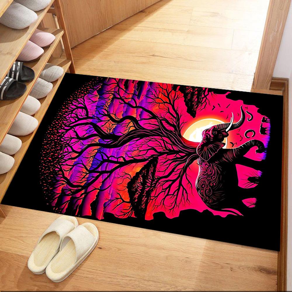 Colorful Elephant Artwork Floor Mats for Living Room, Bedroom and Room Decoration Are Suitable for Gifts.