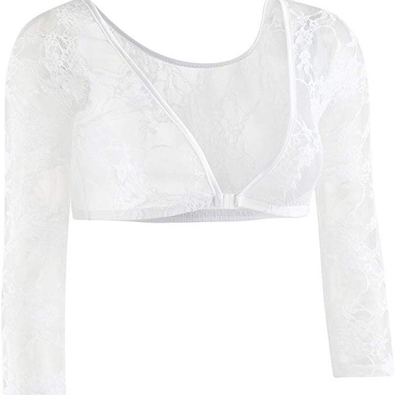 2021 Lace V-Neck See-Through Long Sleeve Crop Cardigan