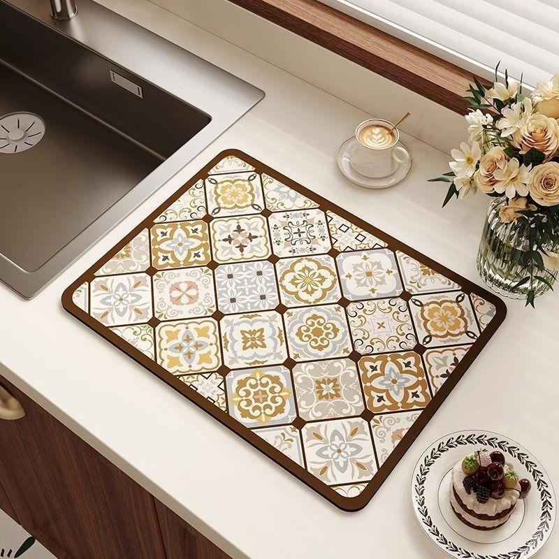 

Американский Ретро Кухонный Коврик для Сушки Посуды, Подставки на Стол, Декор для Кофейного Столика, Водонепроницаемый и Противоскользящий Коврик 30x40cm