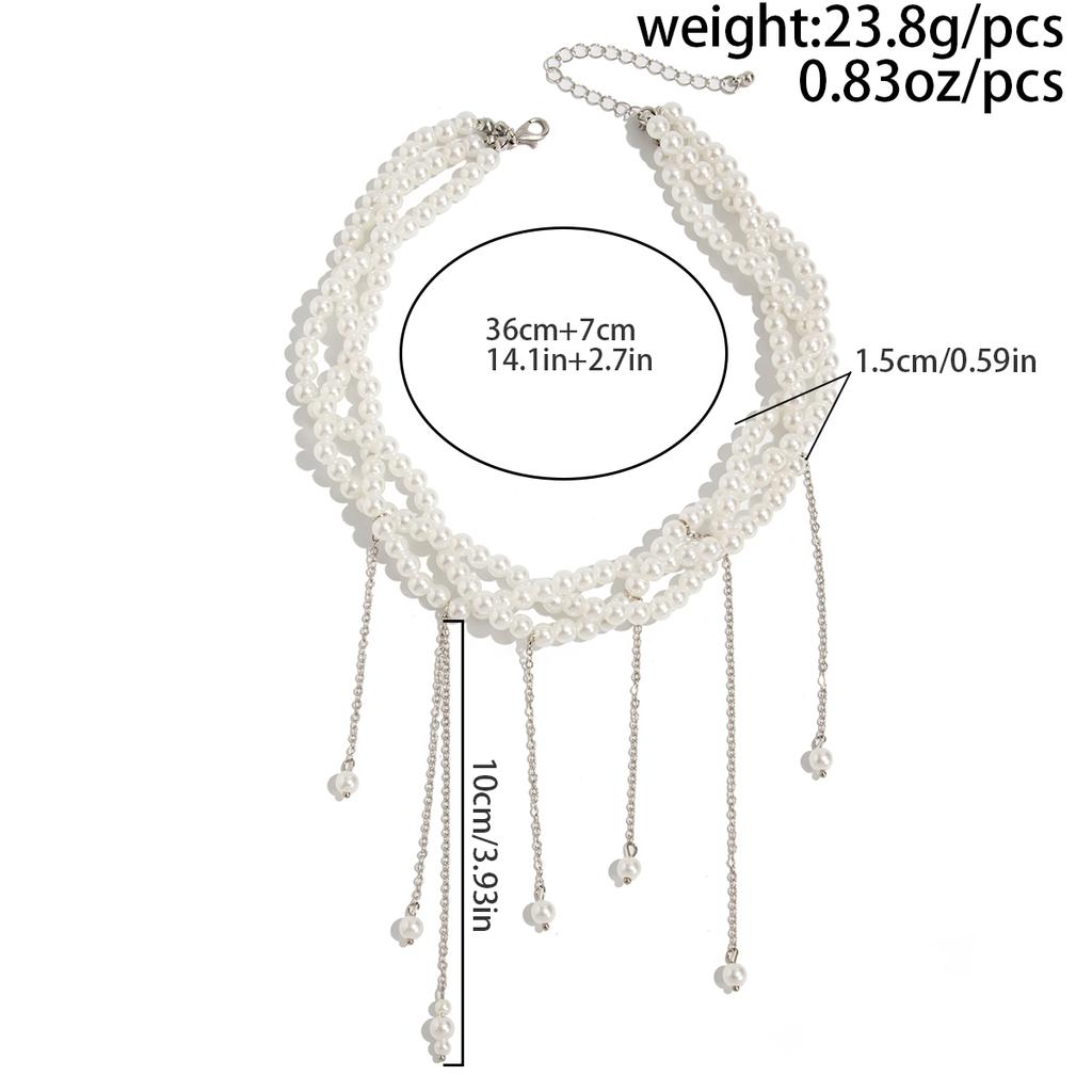 Ingemark Elegant Multilayer Imitation Pearl Choker Necklace For Women Vintage Creative Tassel Pendant Necklace Wedding Jewelry