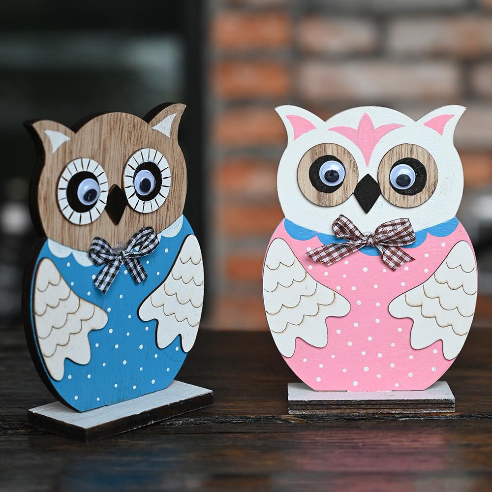 Eye-catching Wooden Owl Decor In Bright Colors Ideal For Easter Celebrations And Festive Decorations