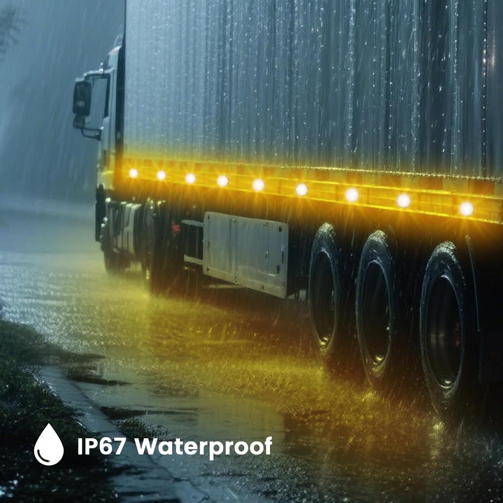 5Pcs 2 Inch Round Led Red Trailer Marker Lights, Led Side Marker Lights With 2 Prong Plug, IP67 Waterproof Clearance Lights For Truck Camper RV