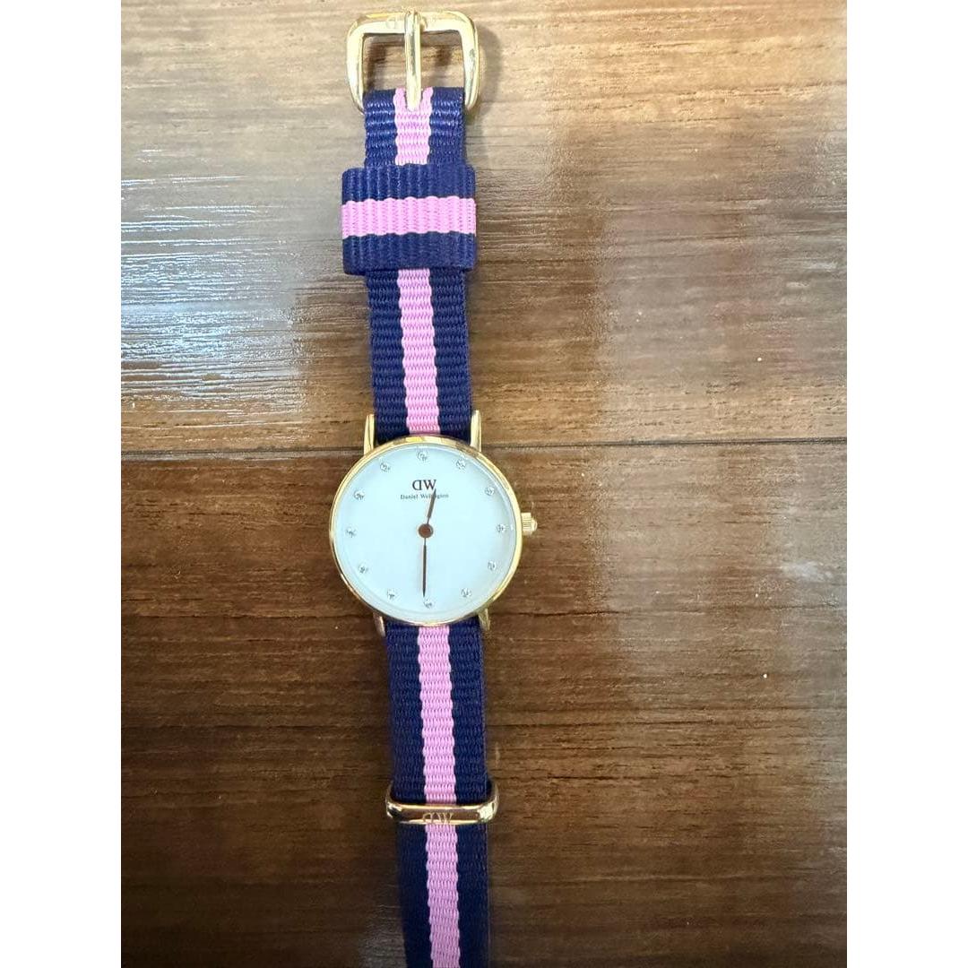 Used DW Daniel Wellington Watch Stone Dial Navy x Pink Belt