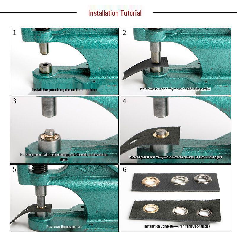 Eyelet and Snap Button Hand Press Mold for DIY Installation