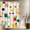 Abstract Geometric Shower Curtain, Colorful Polka Dot Design, Artistic Home Decor, Bath & Bathtub Decor
