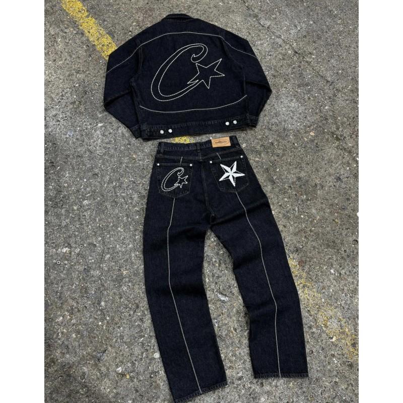 Mens Relaxed Fit Denim Jacket Pants