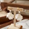 1Pair of Elegant White Lady Flower Earrings, Stylish and Versatile Design, Bow Earrings