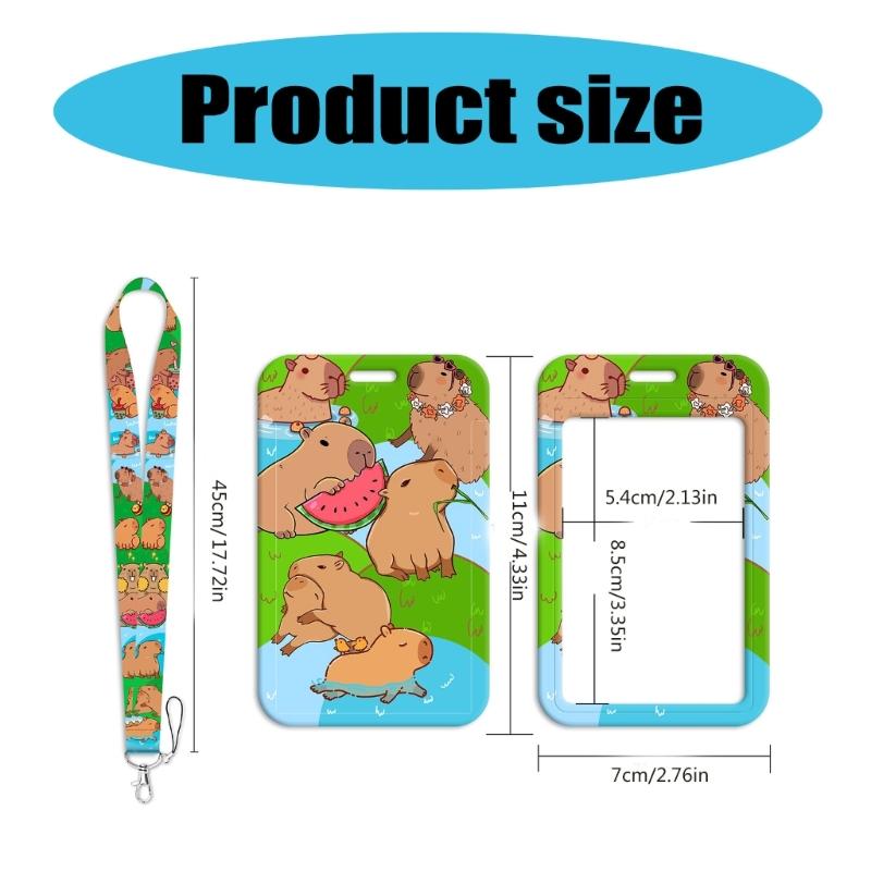 Beautiful Neck Strap Badge Card Holder with Strap Capybara Lanyard with Keychain for Women Teacher Nurse Doctor Student
