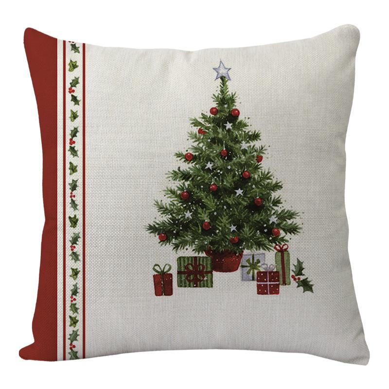 45CM Christmas Cushion Cover Santa Claus Elk Printed Sofa Pillow Case Merry Christmas Ornaments Xmas New Year Home Decoration