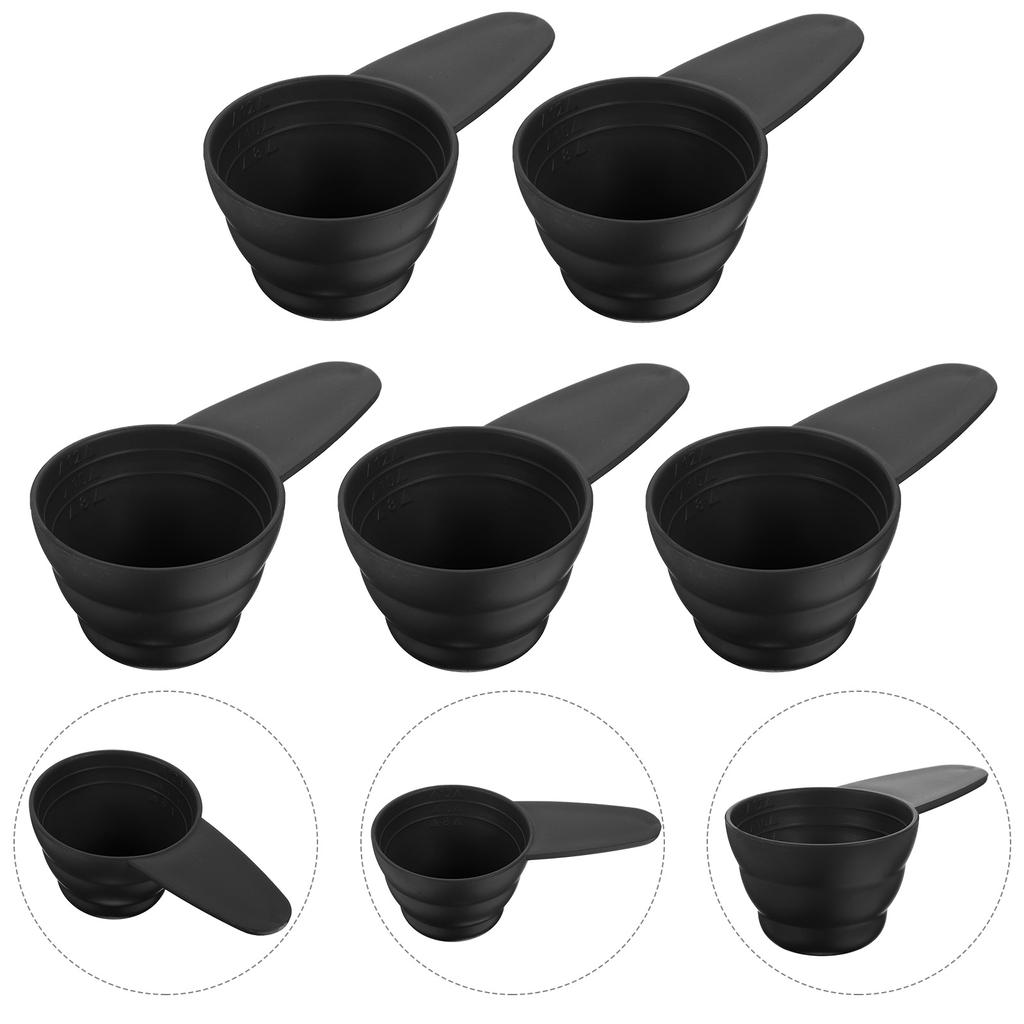 5 Pcs Coffee Spoons Plastic Measuring Tablespoon Kitchen Scoop Black Small Measure