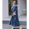 French Chic Temperament Loose and Thin Dress Women's Summer New Japanese Lazy Skirt Blue
