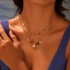 GEMCHIC Damen Mehrfarbiger Charm Herz Anhänger Halskette Vergoldeter Edelstahl Mehrschichtige Schlüsselbein Kette Modeschmuck