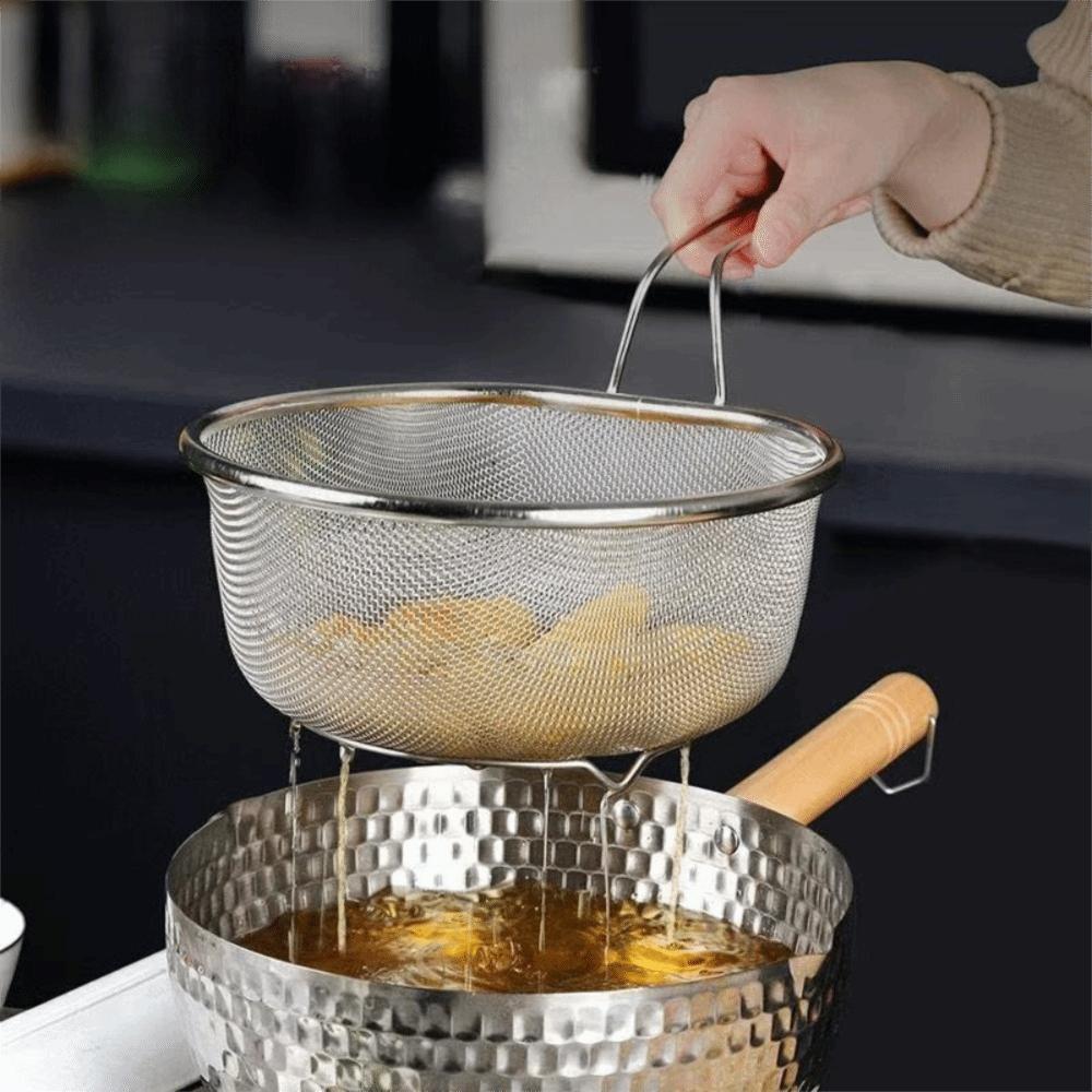 Wood Grain Wood 304 Stainless Steel Skimmer High Feet Kitchen Strainer Basket Soy Milk
