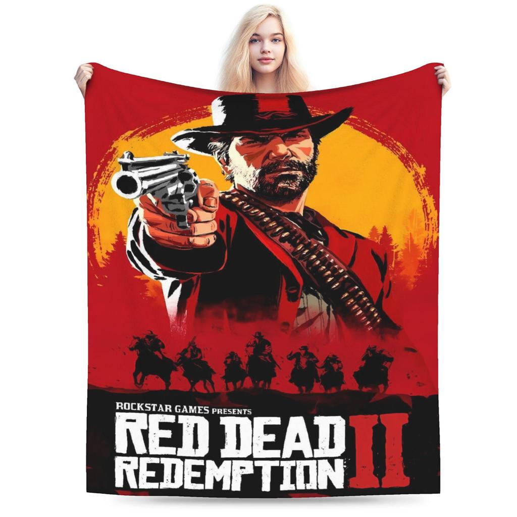 Red Dead Redemption 2 Blanket Warm Soft Graphic Plush Bedding Throws For Bedroom Airplane Travel Flannel Bedspread Bed Cover