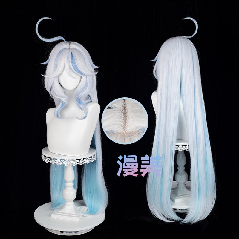 Fontaine Focalors Cosplay Wig Long Furina Wigs Blue White Curly Women Wigs Heat Resistant Hair Anime Wigs