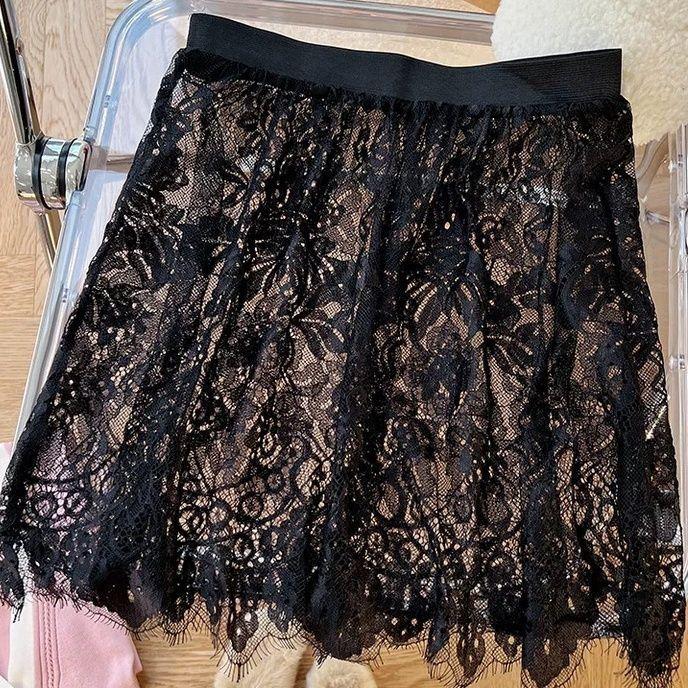 Spring and Autumn Women's Plus Size Layered Lace Hip-Covering Short Skirt Apron