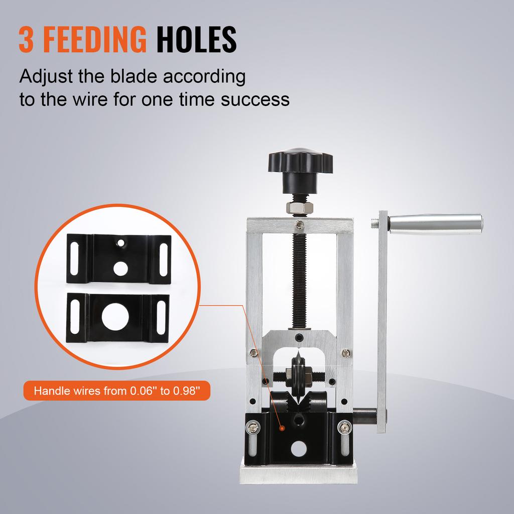 SucceBuy Manual Wire Stripping Machine Portable Aluminum Frame 1.5-25mm / 1.5-40mm Wire Peeler for Cable Scrap Copper Recycling