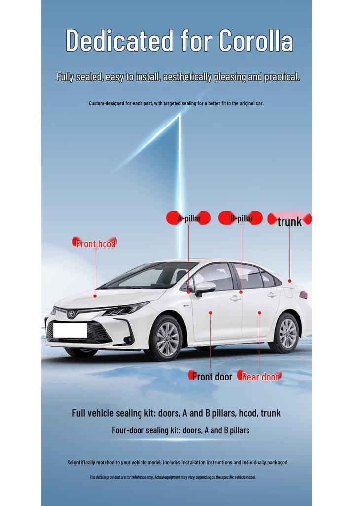 Toyota Corolla Sharp Fang Door Seal Insulation & Dustproof Rubber Strip Kit