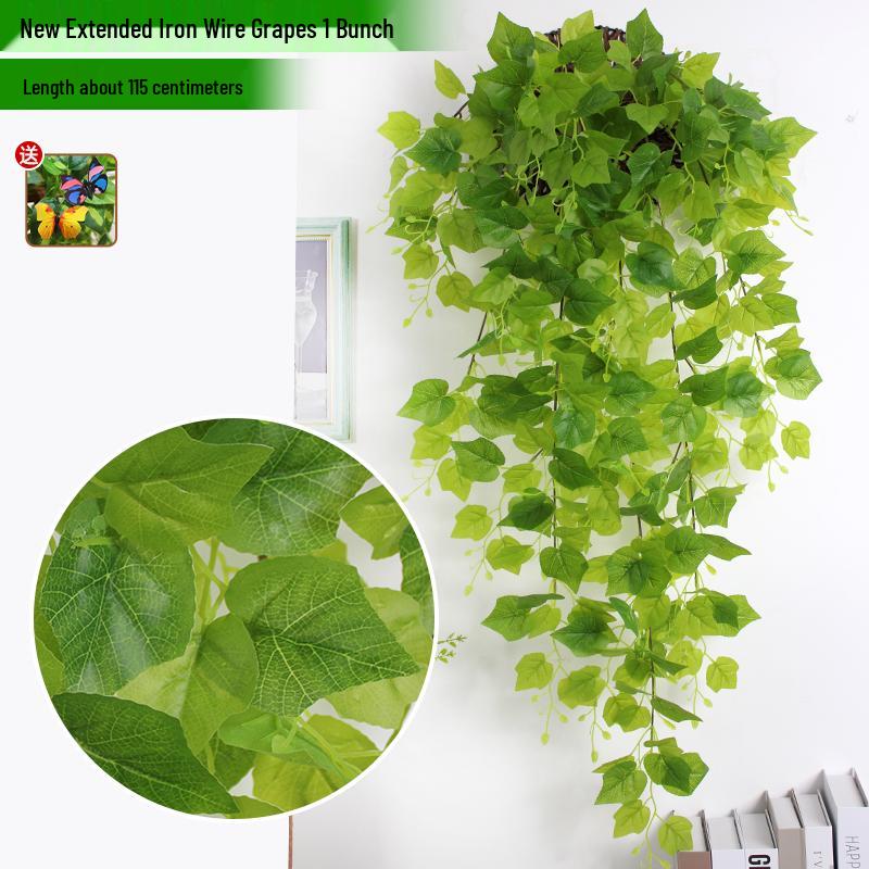 Artificial Pothos & Spider Plant Rattan Vine Wall Hanging for Indoor/Outdoor Decor