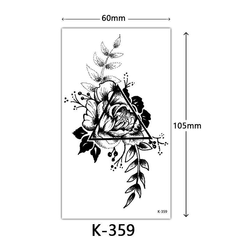 Pegatinas de Tatuaje Impermeables Frescas Pequeñas: Letras Inglesas, Flores, Mariposas, Líneas de Boceto