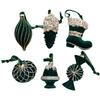 Christmas Tree Decorations Set of 6 with Flocked Texture Ornaments Designed for Window Display and Festive Seasonal Arrangements