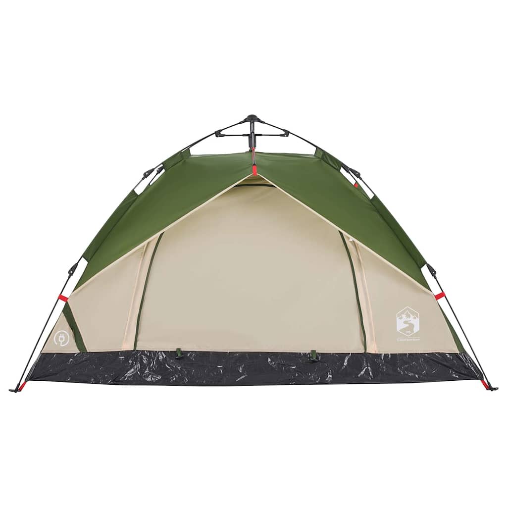 Vidaxl Tourist Tent, 3-Person, Green, Quick Setup