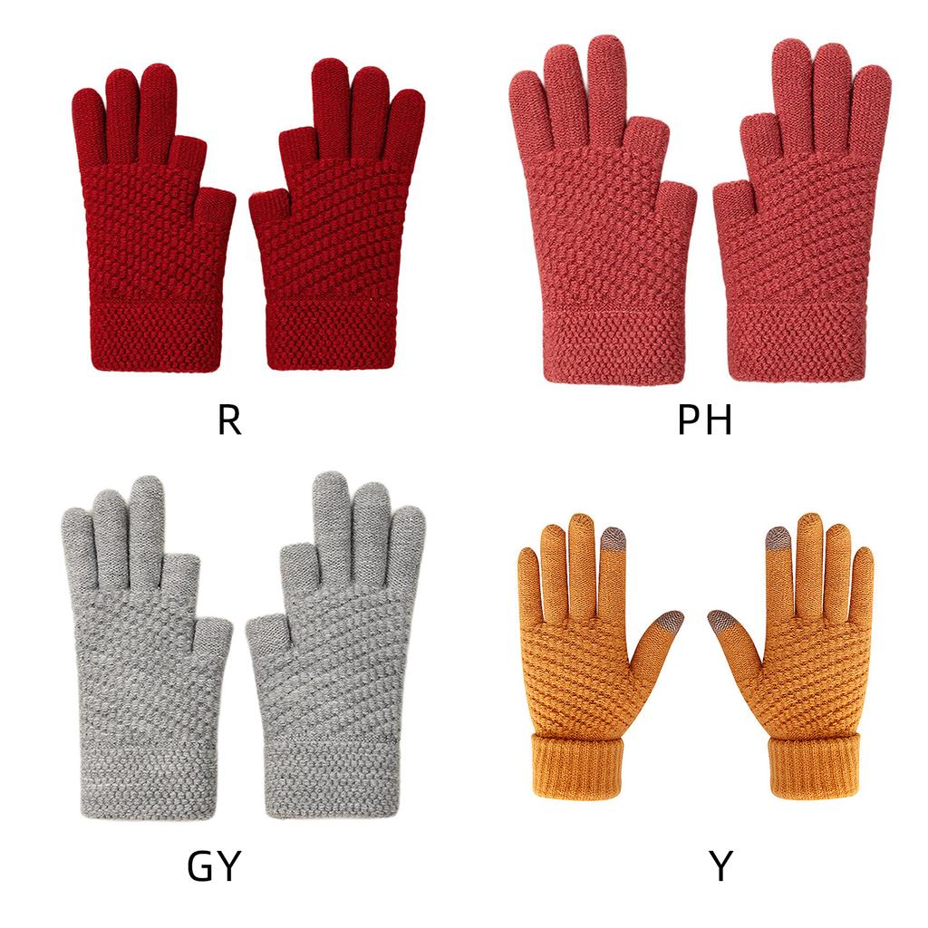 Women Stylish Thicken Thermal Gloves Thick Gloves Stylish Knit Thermal Gloves Winter Warm Full Finger Gloves