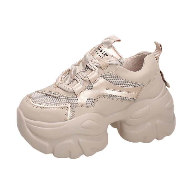 

Dad Shoes Girl 2025 Autumn New Solid Color Lace-Up Mesh Platform Casual Sneakers Comfortable Versatile Women s Shoes Tide 39 хаки
