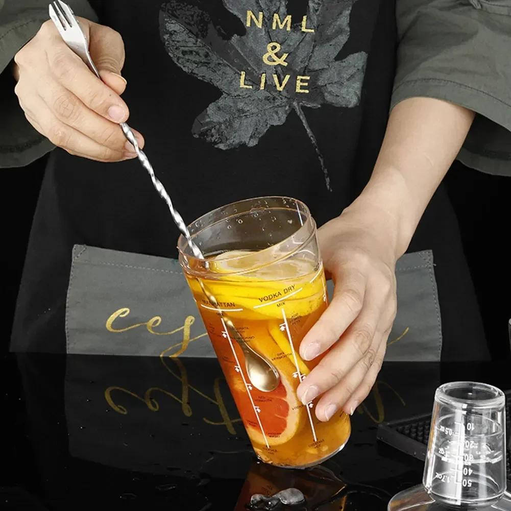 Stainless Steel Stir Bar Spoon Mixing Ounces Cocktail Spoon Spiral Pattern Bartender Tools Teadrop Spoon Bar Tool